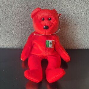 Vintage 1999 Y2K TY Beanie Baby "Osito" Red Mexican Flag Bear Stuffed Plushie